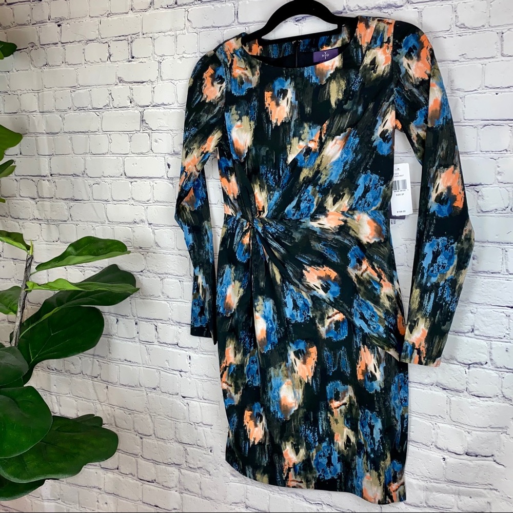 NYDJ Long Sleeve Front Twist Knot Lined Dress